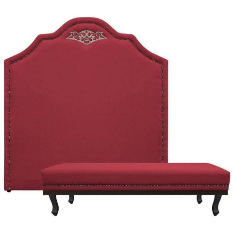 Kit Cabeceira E Calçadeira Casal P02 140cm Vermelho
