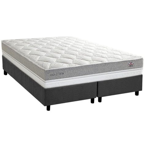 Cama Box Queen: Colchão Molas Ensacadas Herval Maxspring C1672 + Base Crc Suede Gray (158x198)