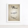 Quadro Vintage Moldura Branca Aviões Antigos Triplo 22x32cm - 2