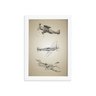 Quadro Vintage Moldura Branca Aviões Antigos Triplo 22x32cm - 1