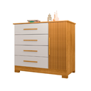 Ver imagem 4 de Cômoda para Quarto Sapateira Malibú 4 Gavetas Porta e Prateleira Interna - JM3 Móveis:Freijó/Off