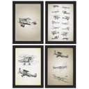 Ver imagem 1 de Quadros Vintage Aviões Antigos Moldura Preta 22x32cm 4un