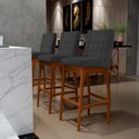 Ver imagem 2 de Kit 02 Banquetas Altas Para Cozinha Sala De Jantar Fixa Mila L02 Bouclê Preto - Lyam Decor