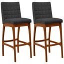 Ver imagem 1 de Kit 02 Banquetas Altas Para Cozinha Sala De Jantar Fixa Mila L02 Bouclê Preto - Lyam Decor