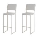 Ver imagem 1 de Kit 2 Banquetas com Encosto Industrial e Moderna Nina Branco e Corino Branco