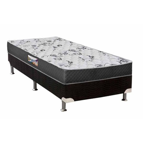 Cama Box Solteiro: Colchão Anatômico Herval D28/EP Ortopedic Black+ Base CRC Suede Black(88x188)