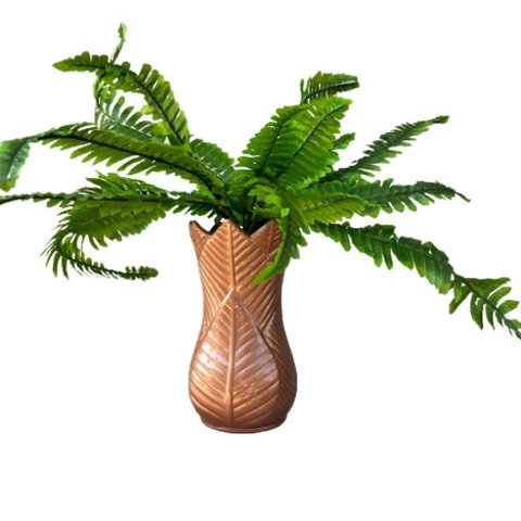 Vaso centro de mesa cobre moderno com Samambaia artificial