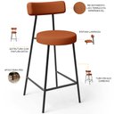 Ver imagem 4 de Kit 04 Banquetas Baixa para Cozinha Sala de Jantar Bancada Milão L02 Tecido Terracota - lyam decor L