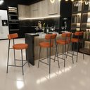 Ver imagem 2 de Kit 04 Banquetas Baixa para Cozinha Sala de Jantar Bancada Milão L02 Tecido Terracota - lyam decor L