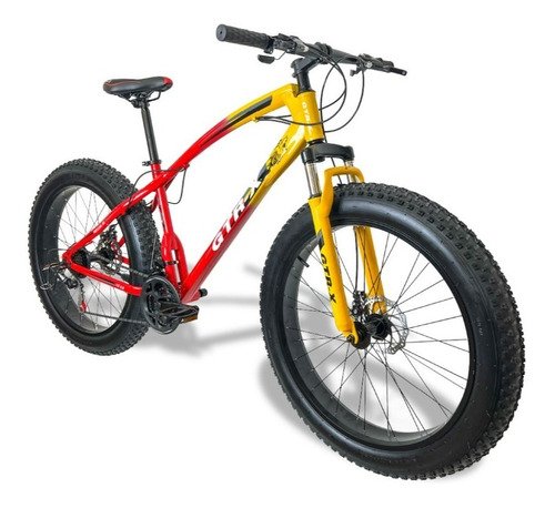 Bicicleta Fat Bike GTR-X Aro 26 Pneus 4.0 Freios a Disco Câmbios Shimano - Laranja/Vermelha - 2
