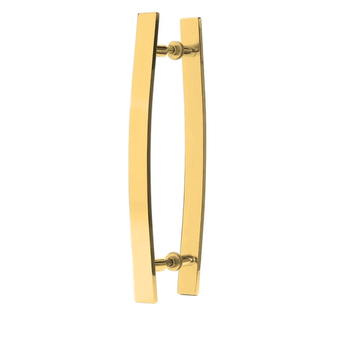 Puxador Duplo Alumínio Curvo 40cm Porta Pivotante Dourado