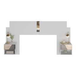Cabeceira Casal/Queen com Espelhos e 2 Mesas de Cabeceira 232cm Multimóveis MP4324  - 2