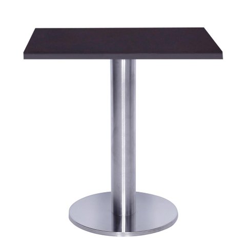 Mesa Beta Big em Inox 75 cm (Altura) com Disco Redondo com Tampo em MDP Quadrado 60 cm Cor Preto