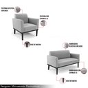 Ver imagem 3 de Conjunto 2 Poltronas e 1 Namoradeira Decorativa Isabella Pés Fixo em Madeira Preto Suede Cinza G19 -