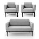 Ver imagem 2 de Conjunto 2 Poltronas e 1 Namoradeira Decorativa Isabella Pés Fixo em Madeira Preto Suede Cinza G19 -