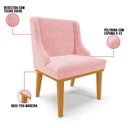 Ver imagem 3 de Kit 8 Cadeiras Estofadas para Sala de Jantar Base Fixa de Madeira Castanho Lia Suede Rosa bebê - Ibi