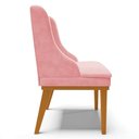 Ver imagem 6 de Kit 8 Cadeiras Estofadas para Sala de Jantar Base Fixa de Madeira Castanho Lia Suede Rosa bebê - Ibi