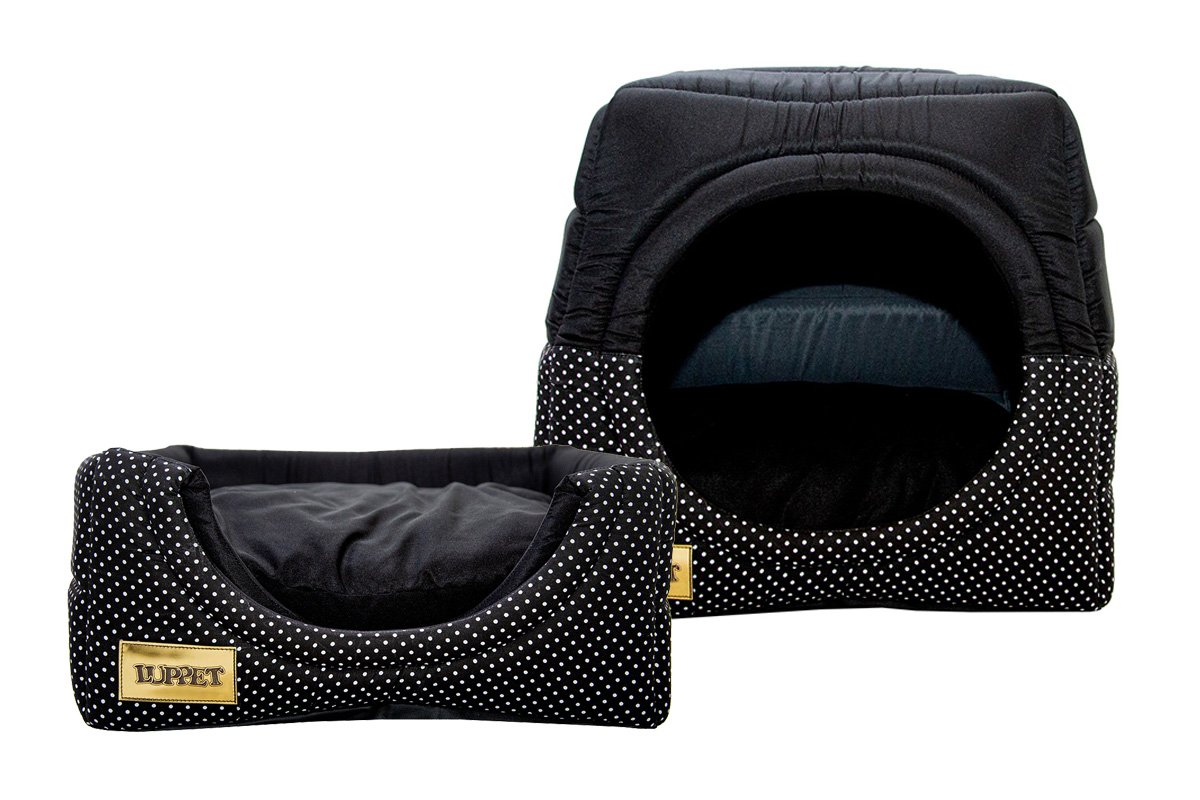 Cama Iglu e Toca Para Cachorro Luppet Luxo Preto Poa - G - 3