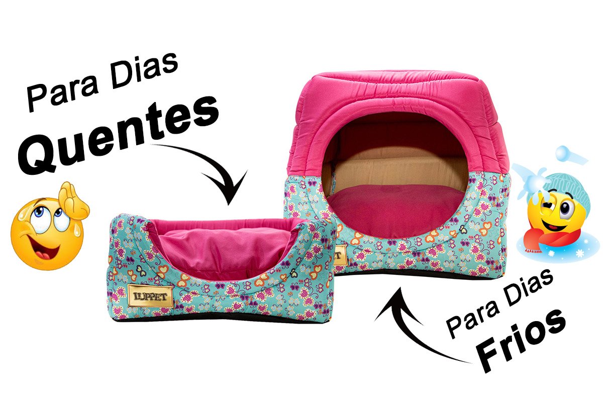 Cama Iglu e Toca Para Cachorro Luppet Luxo Rosa Borboleta - G - 6