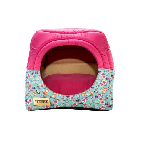 Cama Iglu e Toca para Cachorro Luppet Luxo Rosa Borboleta - G