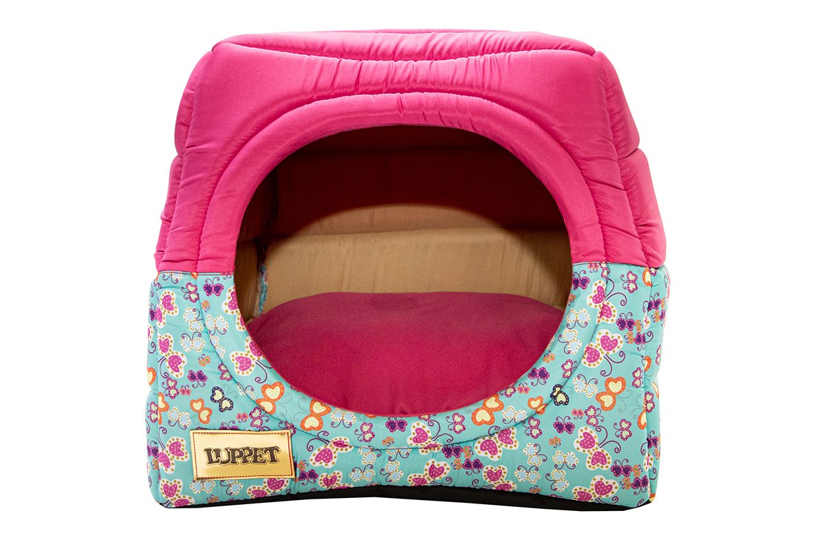 Cama Iglu e Toca Para Cachorro Luppet Luxo Rosa Borboleta - G