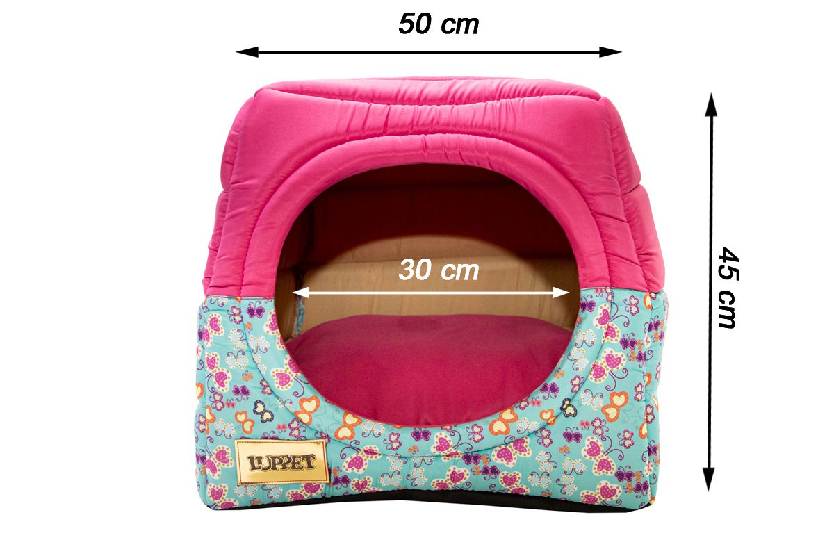 Cama Iglu e Toca Para Cachorro Luppet Luxo Rosa Borboleta - G - 2