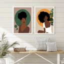 Ver imagem 1 de Kit 2 Quadros Boho Mulheres Beleza negra 33x24cm - com Vidro:madeira Preta
