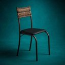 Ver imagem 5 de Kit 4 Cadeiras Atlanta Corino Tempest Preto e Rattan Carvalho Tubo Marrom Cafe