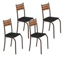 Ver imagem 1 de Kit 4 Cadeiras Atlanta Corino Tempest Preto e Rattan Carvalho Tubo Marrom Cafe