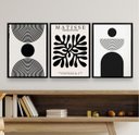 Ver imagem 1 de Kit 3 Quadros Minimalistas Abstratos Formas Geométricas 33x24cm:madeira Branca