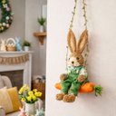 Ver imagem 2 de Casal Decorativo Coelho Páscoa Sentado Balanço Cenoura 60cm