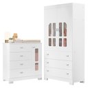Ver imagem 1 de Jogo de Quarto Infantil New Katatau Guarda Roupa e Cômoda Branco Fosco - Reller Móveis