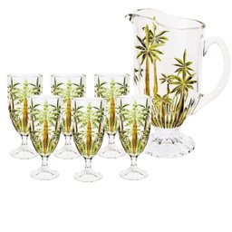 Jogo Taças e Jarra Cristal Palm Tree Hanpaint 7pç Wolff - 1