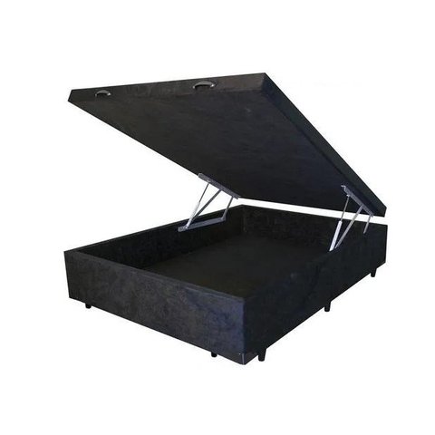 Base Box Baú Casal Blindado 138x188 Suede Preto Bio Box