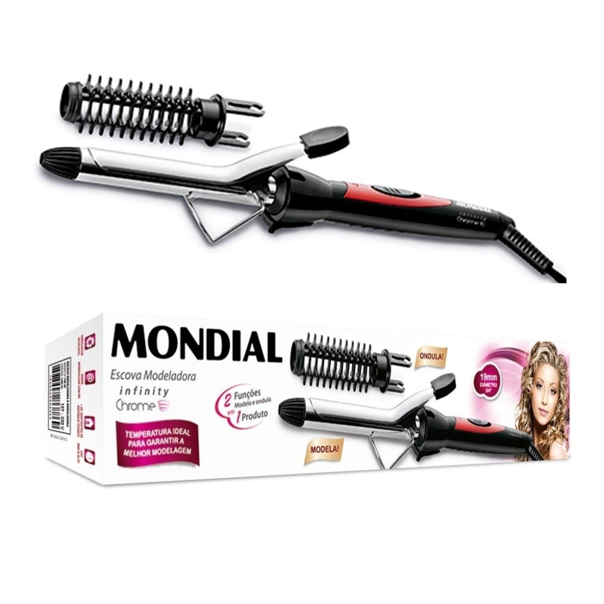 Escova Modeladora Infinity Chrome Mondial Em-06 Bivolt - 9