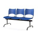 Ver imagem 1 de Longarina Iso com 3 Lugares Assento Azul Base Cromada - 55247