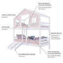 Ver imagem 3 de Beliche Casinha Dos Sonhos com Escada/ Escorregador Madeira Maciça Rosa/ Branco Megamobilia