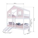 Ver imagem 2 de Beliche Casinha Dos Sonhos com Escada/ Escorregador Madeira Maciça Rosa/ Branco Megamobilia