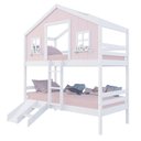 Ver imagem 4 de Beliche Casinha Dos Sonhos com Escada/ Escorregador Madeira Maciça Rosa/ Branco Megamobilia