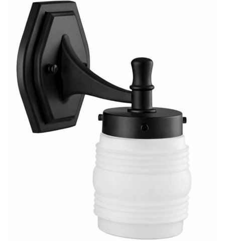 Arandela Parede Jardins com Globo Timoneiro Leitoso 16x28cm Preto Bivolt E27 Dital