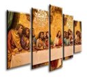 Ver imagem 3 de Quadros Decorativo Santa Ceia Dourada 5Pc Kit 130x65