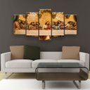Ver imagem 1 de Quadros Decorativo Santa Ceia Dourada 5Pc Kit 130x65