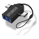 Ver imagem 1 de Adaptador Otg Duplo Usb 3.0 Fêmea para Micro Usb e Tipo C Stonego Alta Qualidade