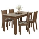 Ver imagem 2 de Conjunto Sala de Jantar Avelã Mesa Tampo de Vidro 4 Cadeiras Rustic/Crema/Floral Hibiscos Madesa