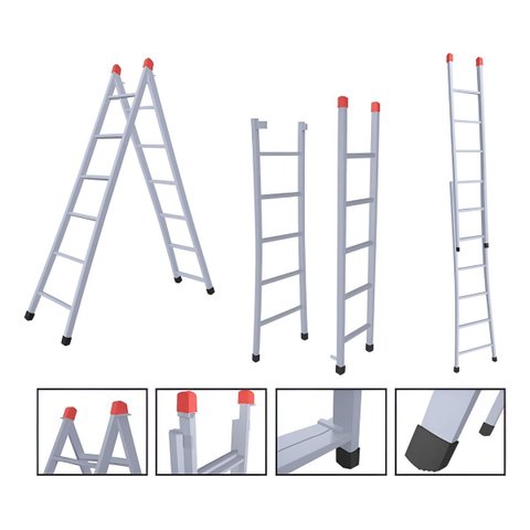 Escada Extensiva 3 em 1 Aço 7x12 Degraus 3,55m 120kg Nv207p
