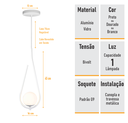 Ver mais imagens de Kit 2 Pendentes Lustre On Drop Branco Globo de Vidro Branco