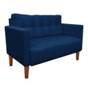 Ver imagem 2 de Kit Sofá Retrô Namoradeira 2 Lugares e 2 Poltronas Livia Suede Azul Marinho - D'Rossi