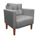 Ver imagem 4 de Kit Sofá Retrô Namoradeira 2 Lugares e 2 Poltronas Livia Suede Cinza - D'Rossi