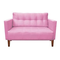 Kit Sofá Retrô Namoradeira 2 Lugares e 02 Poltronas Livia Suede Rosa Bebê  - D'Rossi - 3
