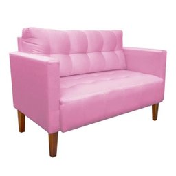 Kit Sofá Retrô Namoradeira 2 Lugares e 02 Poltronas Livia Suede Rosa Bebê  - D'Rossi - 2